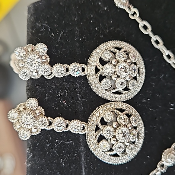 Judith Ripka Sterling Silver Diamonique Neckace And Earring Set - Picture 15 of 16